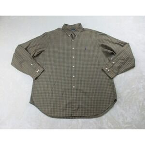VINTAGE Ralph Lauren Shirt Mens Extra Large Green Button Up Plaid Classic Fit